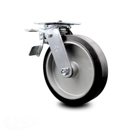 Service Caster 8 Inch Rubber on Aluminum Caster with Roller Bearing and Total Lock Brake SCC SCC-TTL30S820-RAR
